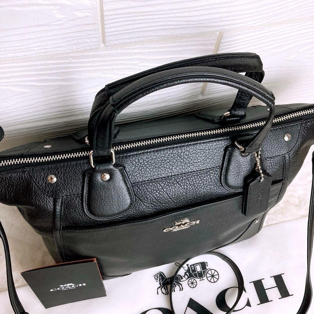 美品☆COACHコーチ 2wayショルダーバッグ ブラック レザー 大容量A4