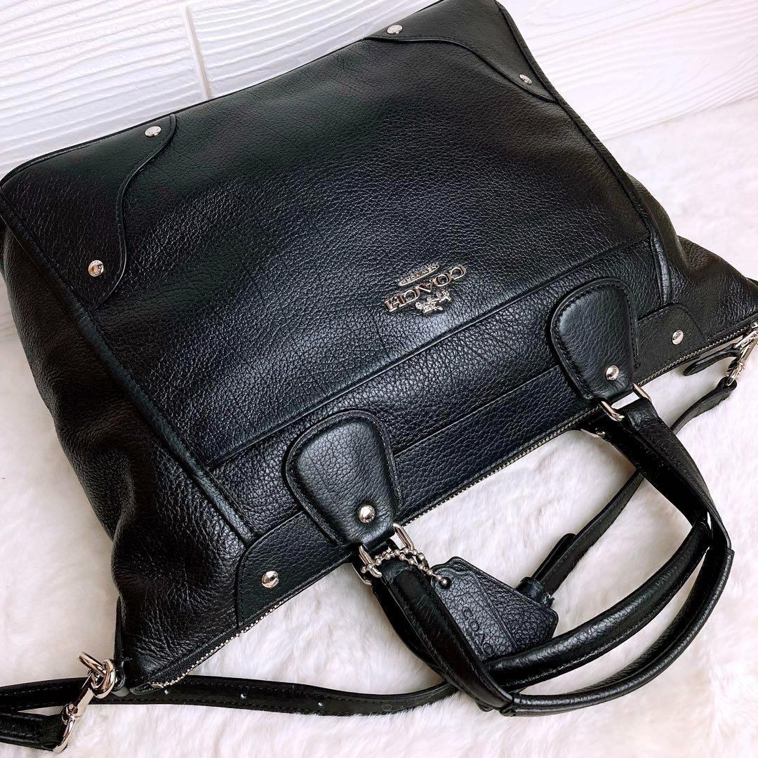 美品☆COACHコーチ 2wayショルダーバッグ ブラック レザー 大容量A4