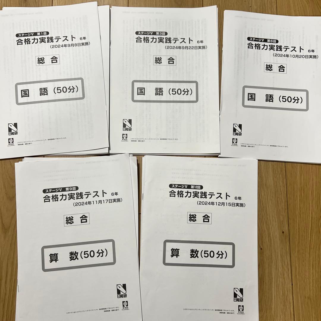 日能研合格力育成テスト　合格力実践テスト　6年生　12回分