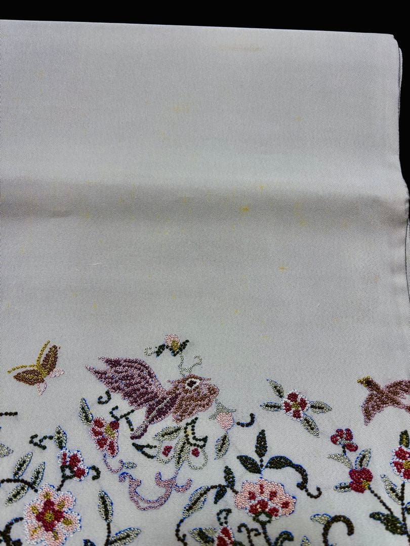 袋帯 相良刺繍 宝相華 お太鼓柄