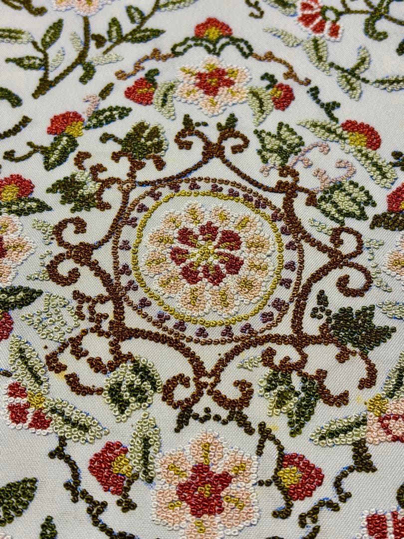 袋帯 相良刺繍 宝相華 お太鼓柄