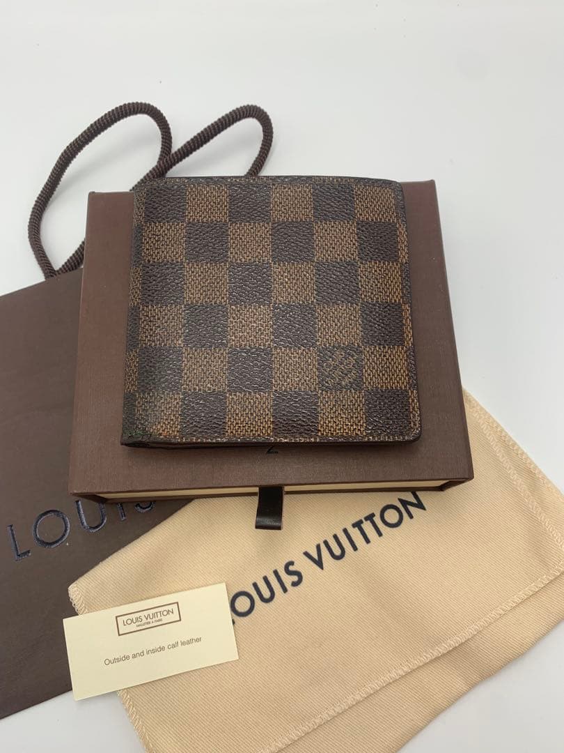 【美品】LOUISVUITTON ヴィトン　ダミエ　マルコ　二つ折り財布