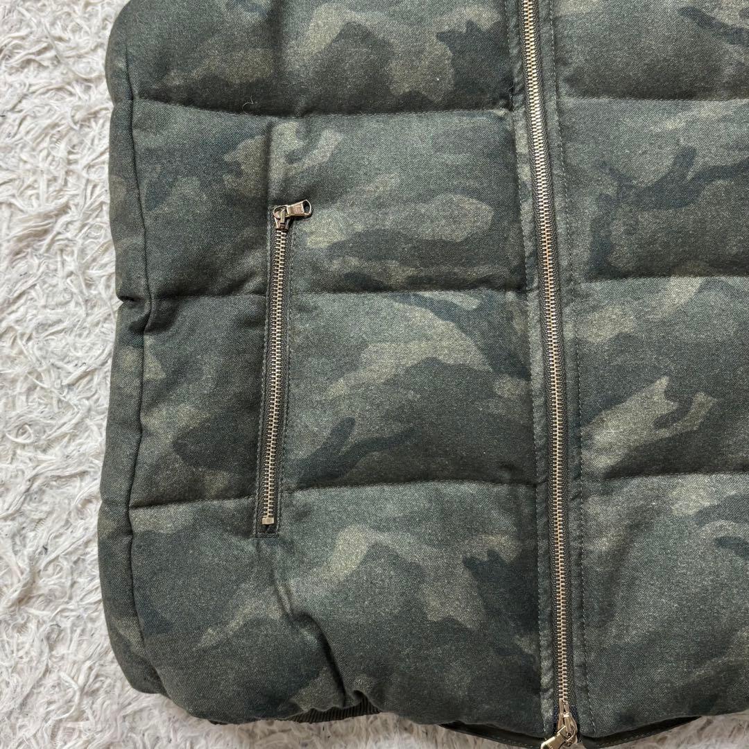 美品　タトラス ダウンジャケット　ベスト　カモフラ　リアルファー　シルク混　L
