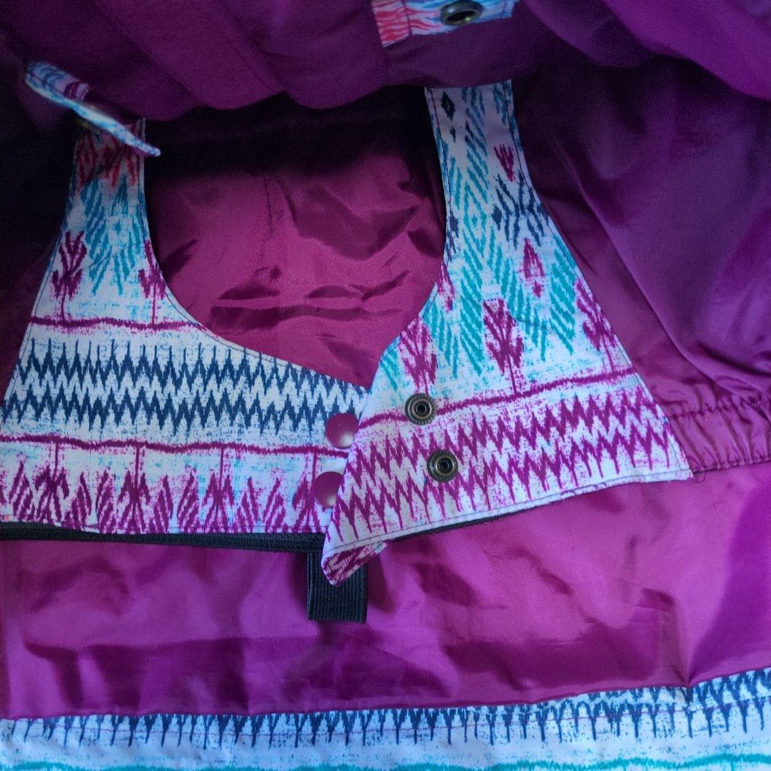 ROXY　スノボウェア　上下セット　Ｍ　ロゴ　総柄　幾何学模様　ピンク　パープル