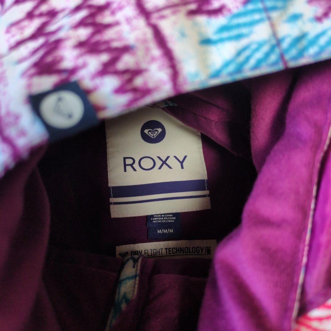 ROXY　スノボウェア　上下セット　Ｍ　ロゴ　総柄　幾何学模様　ピンク　パープル