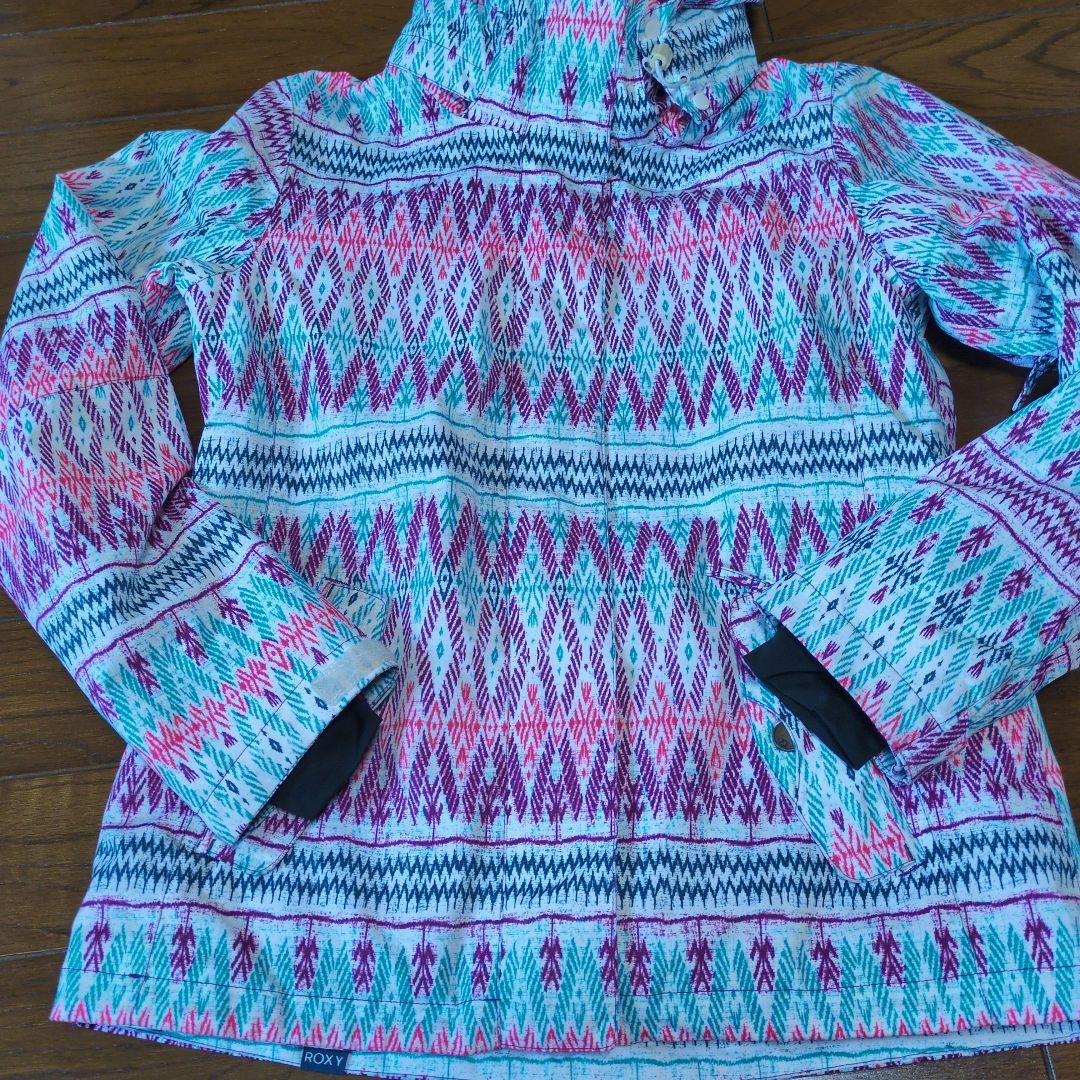ROXY　スノボウェア　上下セット　Ｍ　ロゴ　総柄　幾何学模様　ピンク　パープル