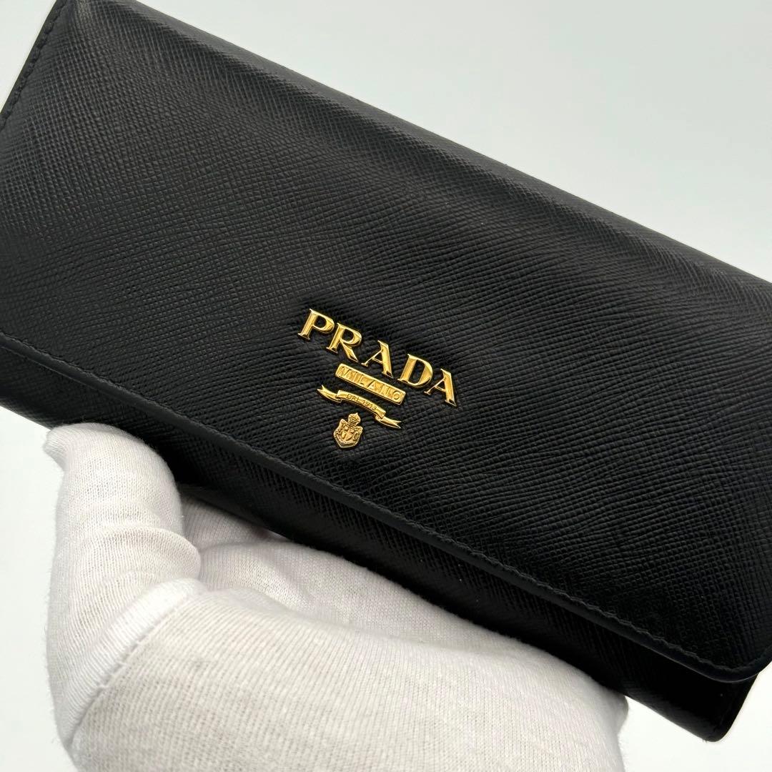 美品　Prada プラダ 長財布 サフィアーノレザー ブラック 1MH132