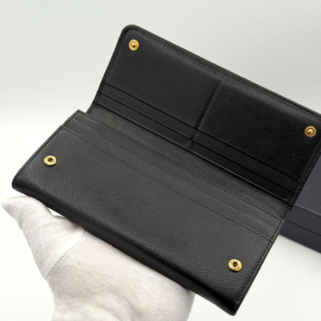 美品　Prada プラダ 長財布 サフィアーノレザー ブラック 1MH132