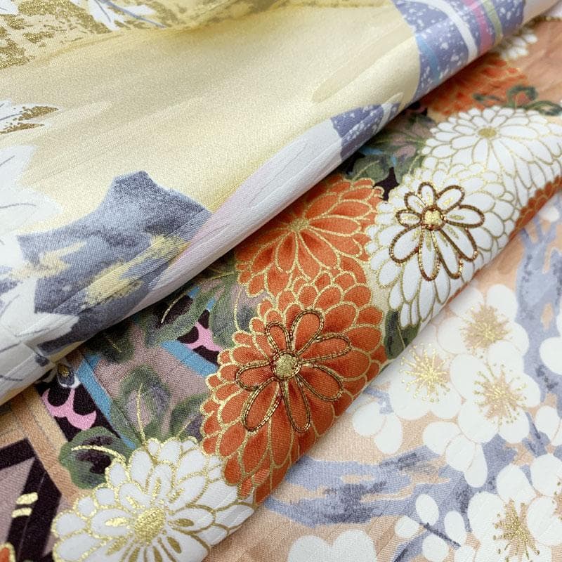 509z26.507y10.帯締め帯揚げ☆ゆめかわ！振袖 古典柄 金駒刺繍 金彩