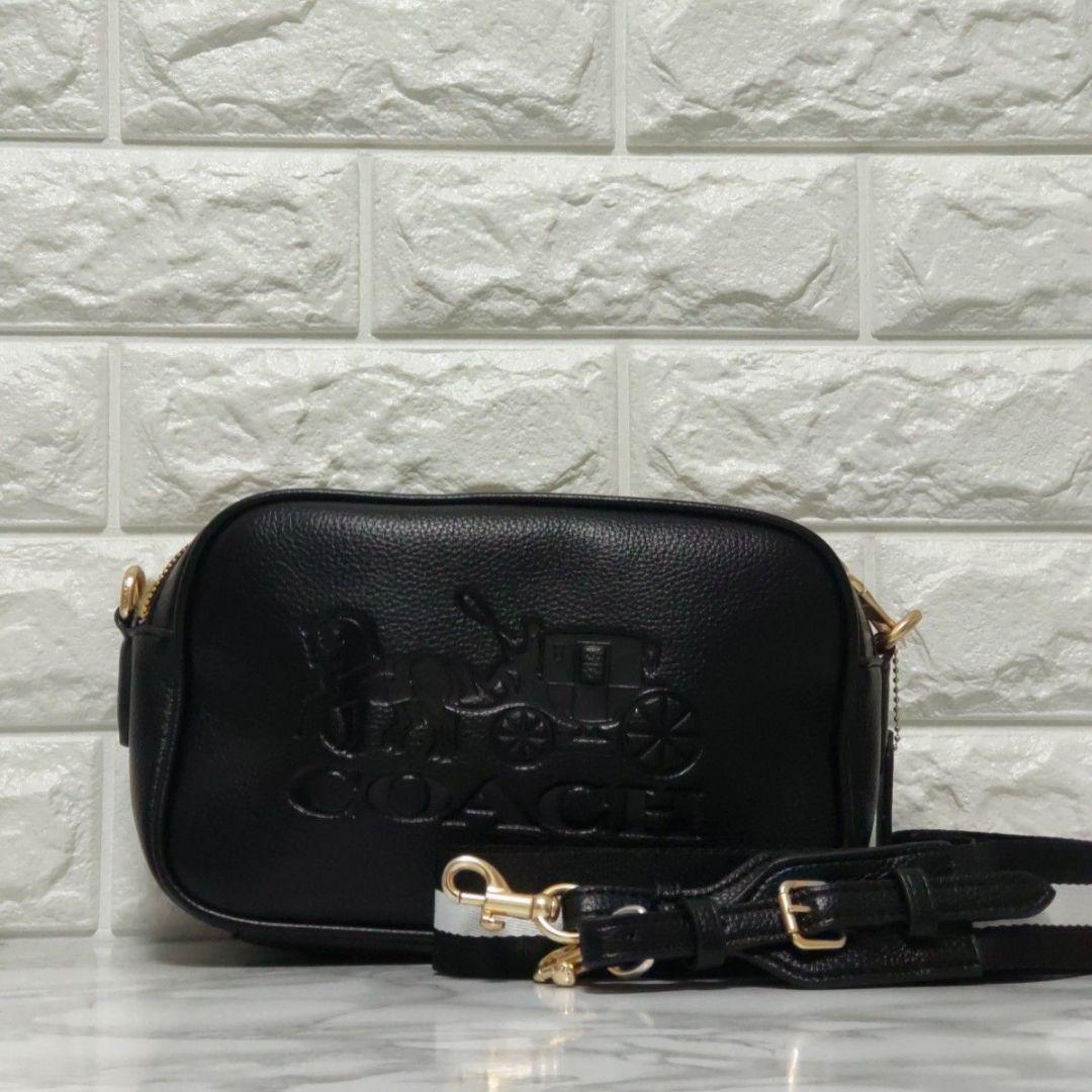 ✨美品✨コーチ カメラバッグ ホースアンドキャリッジ ブラック レザー ロゴ