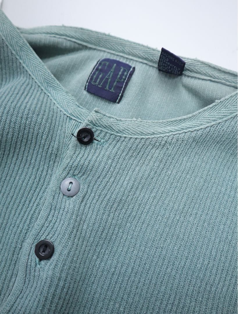 90s OLD GAP “雰囲気系\" リブ編み　ヘンリーネック　サーマル