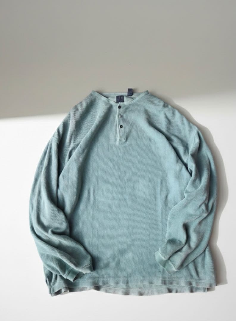 90s OLD GAP “雰囲気系\" リブ編み　ヘンリーネック　サーマル