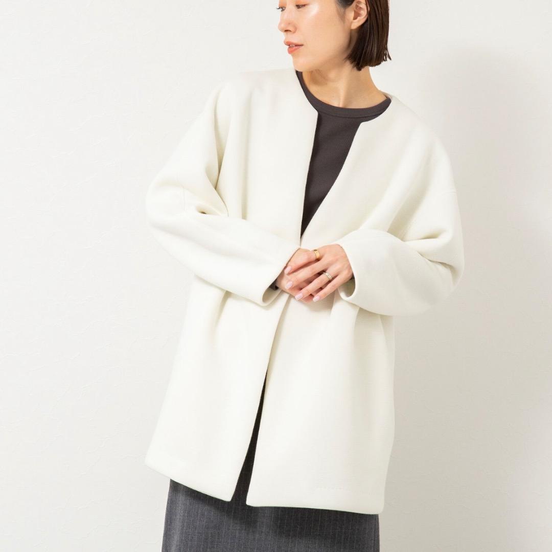 美品NOLLEY'Sノーリーズ　ダンボール　コートショート丈ホワイト