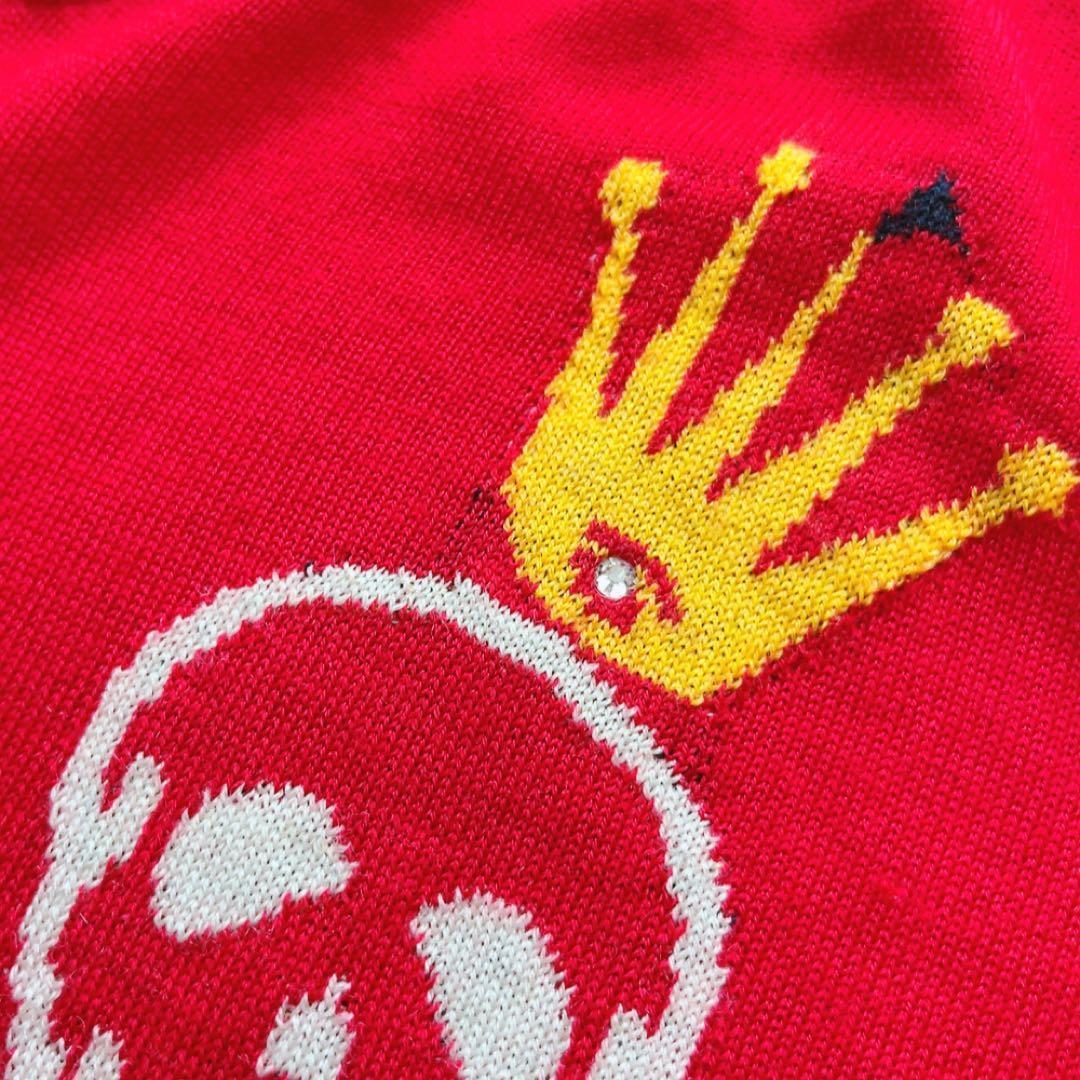 美品　マークアンドロナ　ニット　セーター　レッド　柄　ウール　ラインストーン