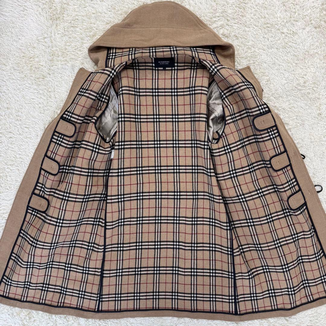 バーバリーブラックレーベル　ダッフルコート　ノバチェック　ウール　Lサイズ
