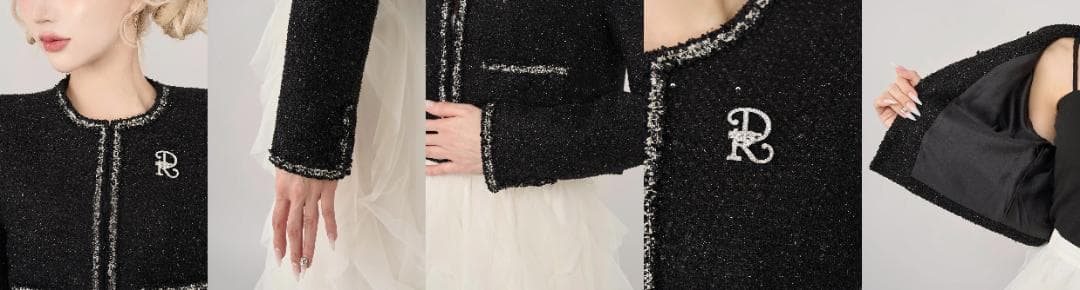 ダーリッチ darich スパンコールツイードジャケット BLK ブラック