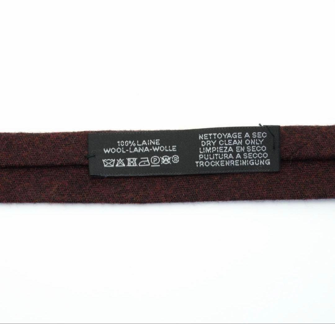 HERMÈS ホース刺繍 ウールネクタイ 馬 エルメス ソリッド 赤