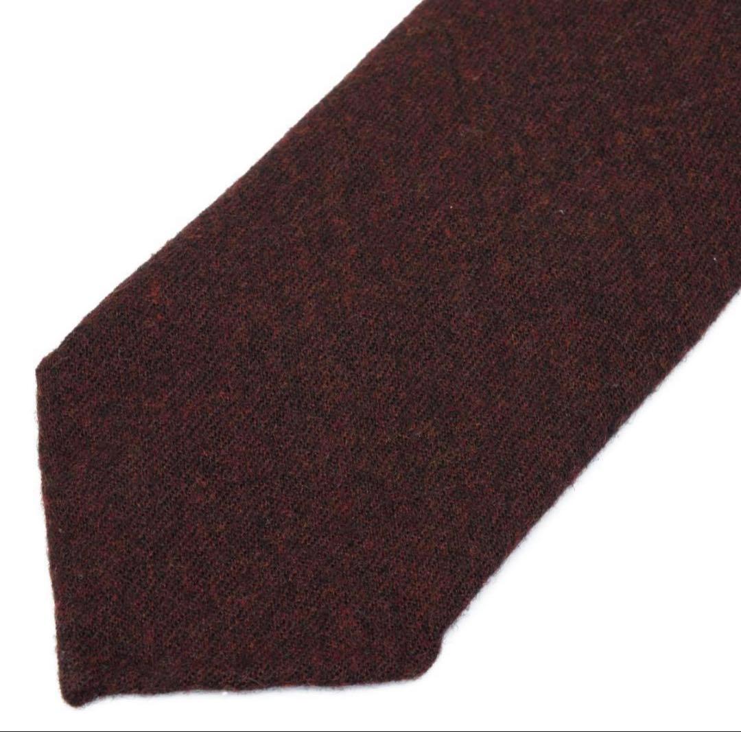 HERMÈS ホース刺繍 ウールネクタイ 馬 エルメス ソリッド 赤