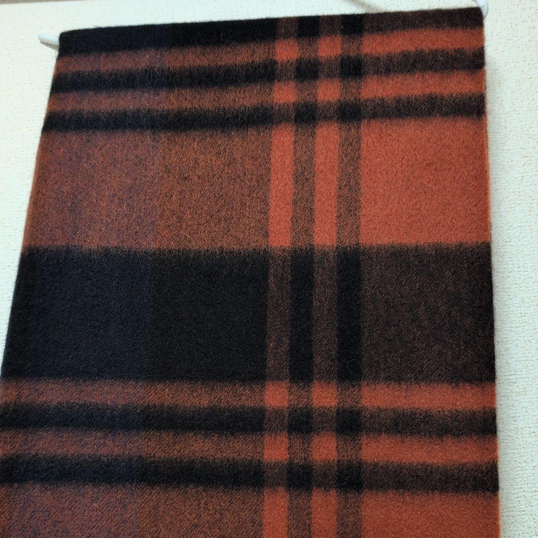カシミヤ チェック柄 ストール オレンジ系