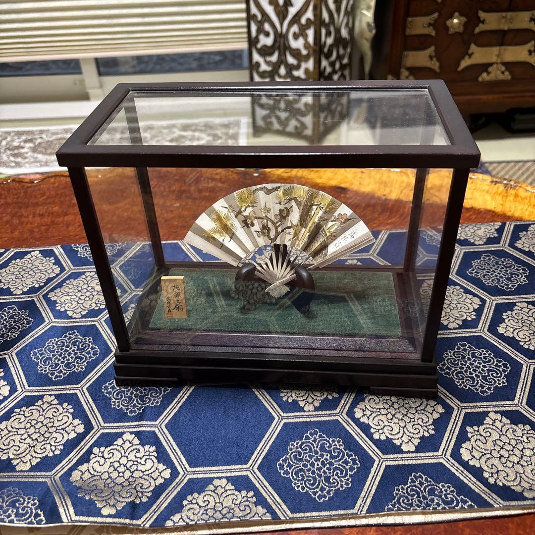 G*G様 純銀金色装飾の扇子 置物