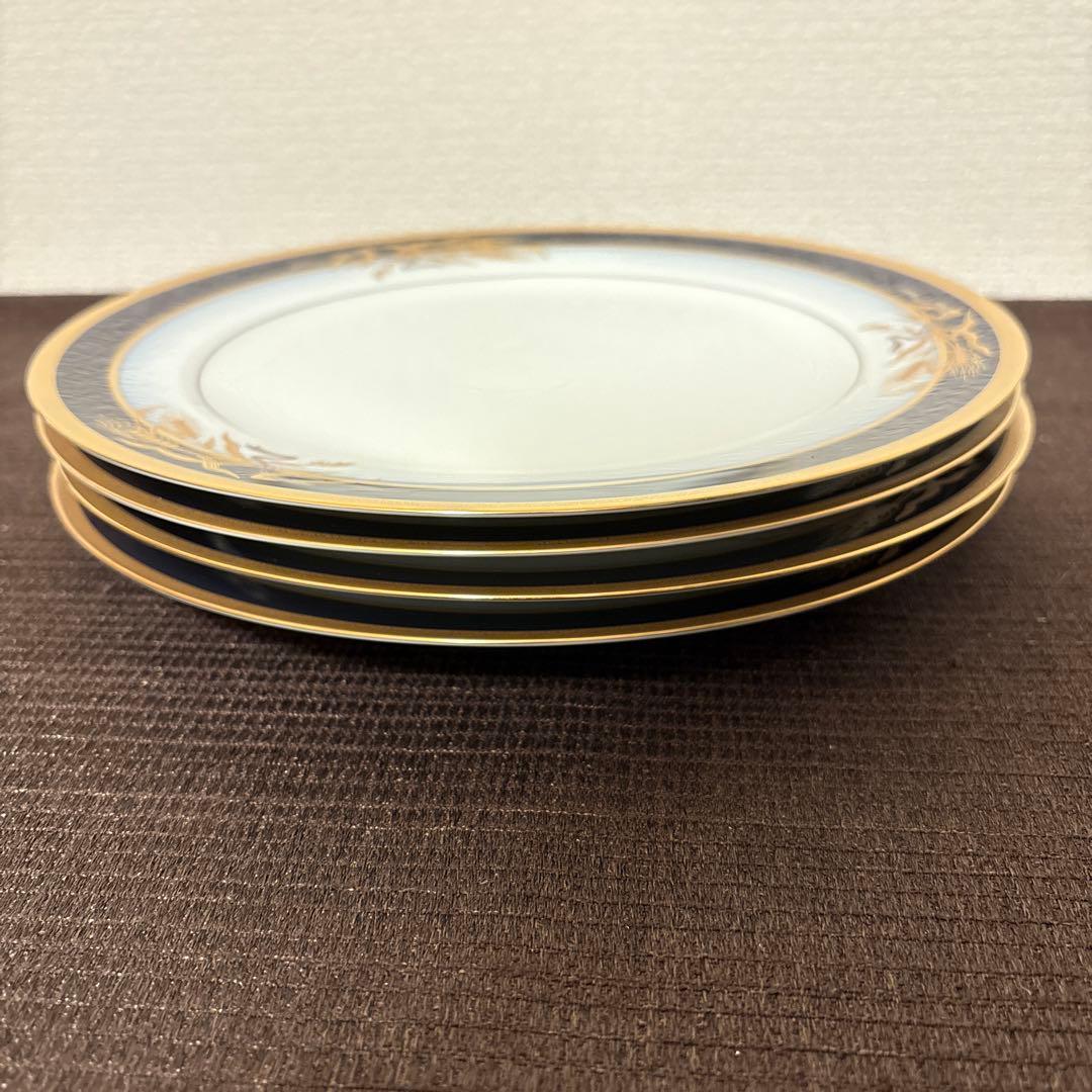 大倉陶園　ロイヤルブルー　瑠璃金彩金蝕稲穂　ディナープレート　26cm