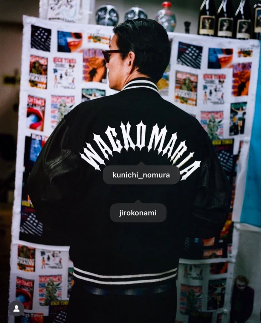 ジャケット・アウター WACKO MARIA LEATHER VARSITY JACKET L