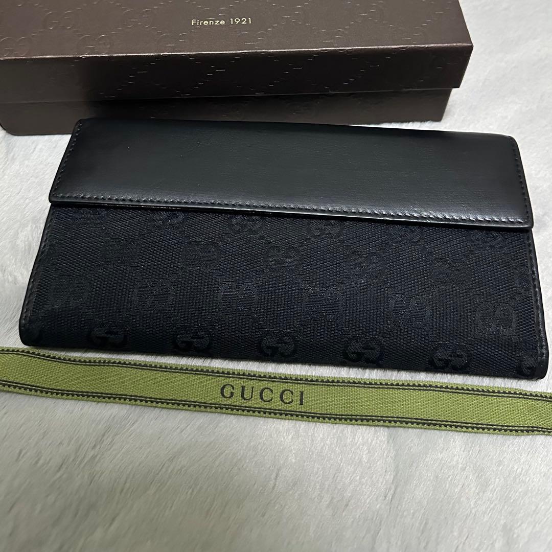 GUCCI グッチ　長財布　キャンバス　ラブリーハート　ブラック　GG