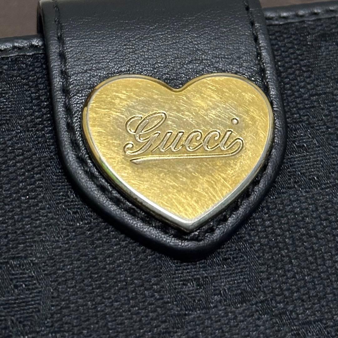 GUCCI グッチ　長財布　キャンバス　ラブリーハート　ブラック　GG