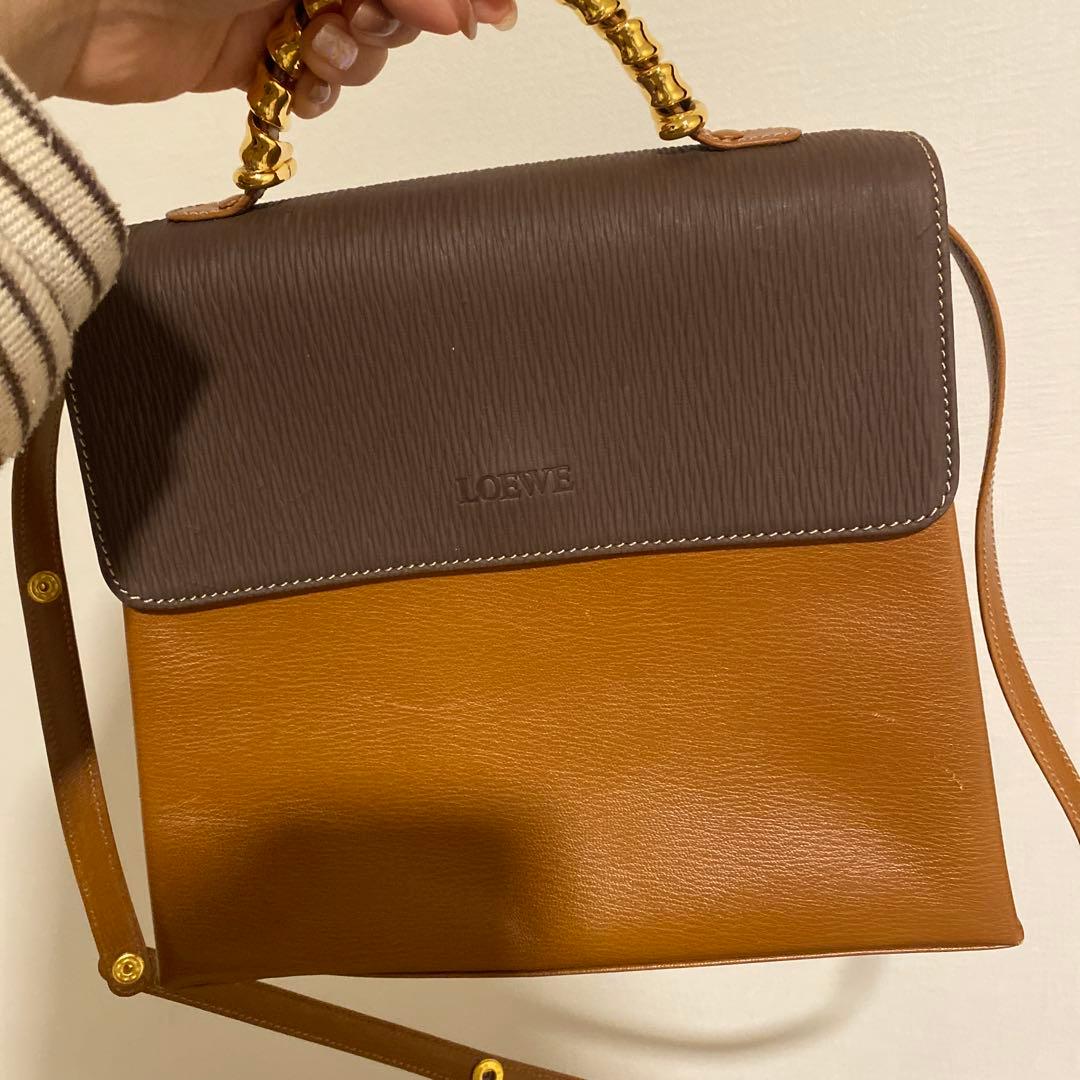 レザーショルダーバッグ ブラウンオレンジ Loewe ベラスケス