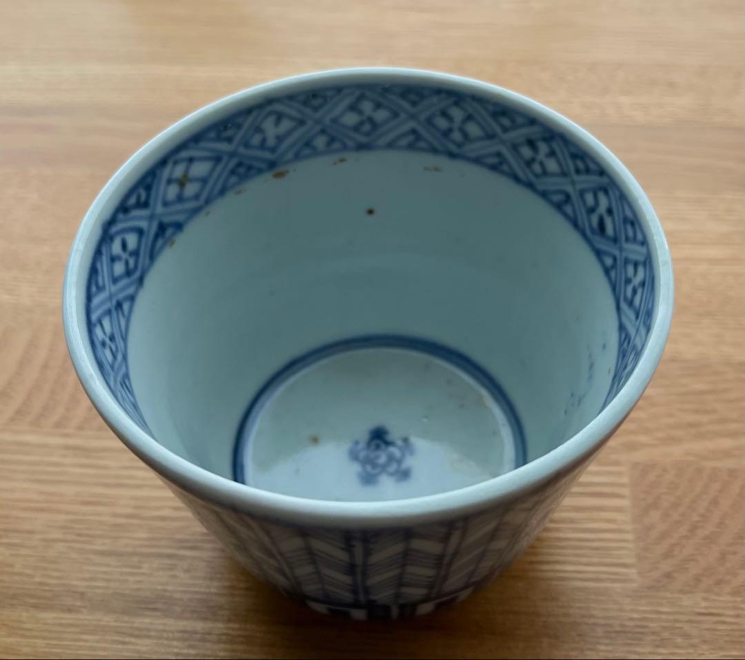 蕎麦猪口　古伊万里　矢羽根　染付　そば猪口　江戸時代　アンティーク　骨董　食器