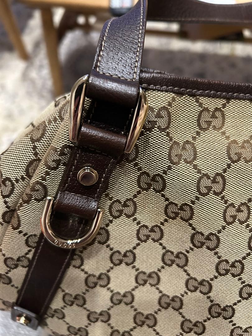 美品☆GUCCI グッチ アビーGGキャンバスレザーワンショルダートートバッグ