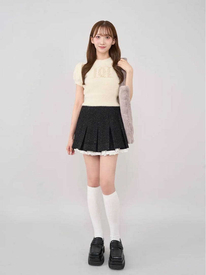 darich スパンコールツイードミニスカート