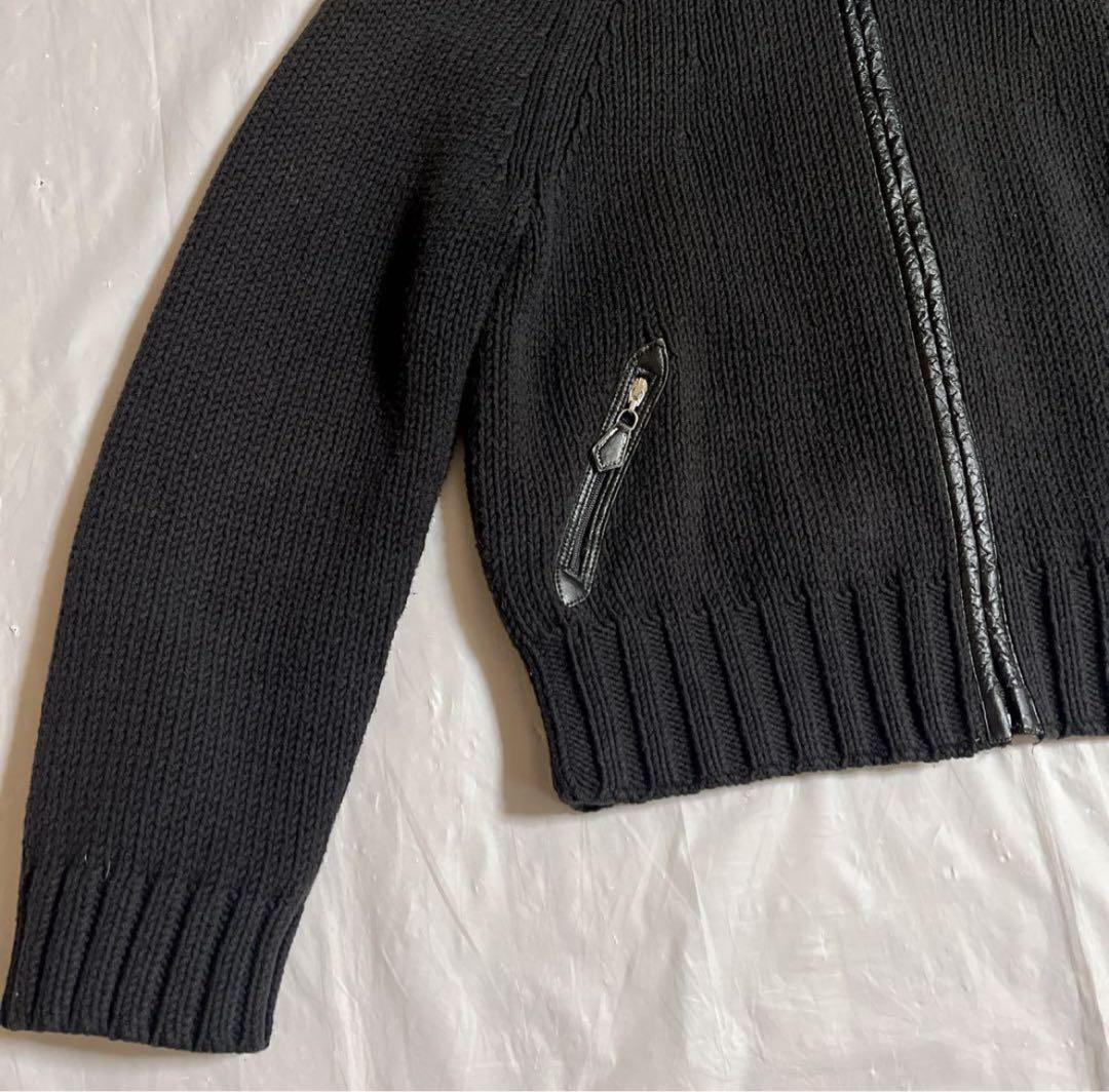 バーバリーロンドンブルーレーベル　ニットジャケット　ノバチェック　ラビットファー