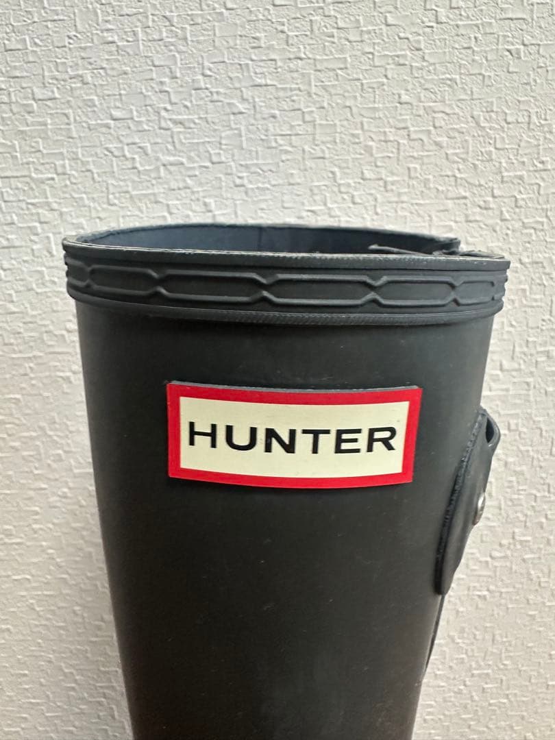 HUNTER ブラック レインブーツ バックル付き