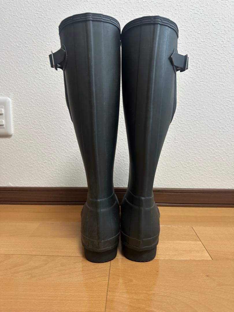 HUNTER ブラック レインブーツ バックル付き