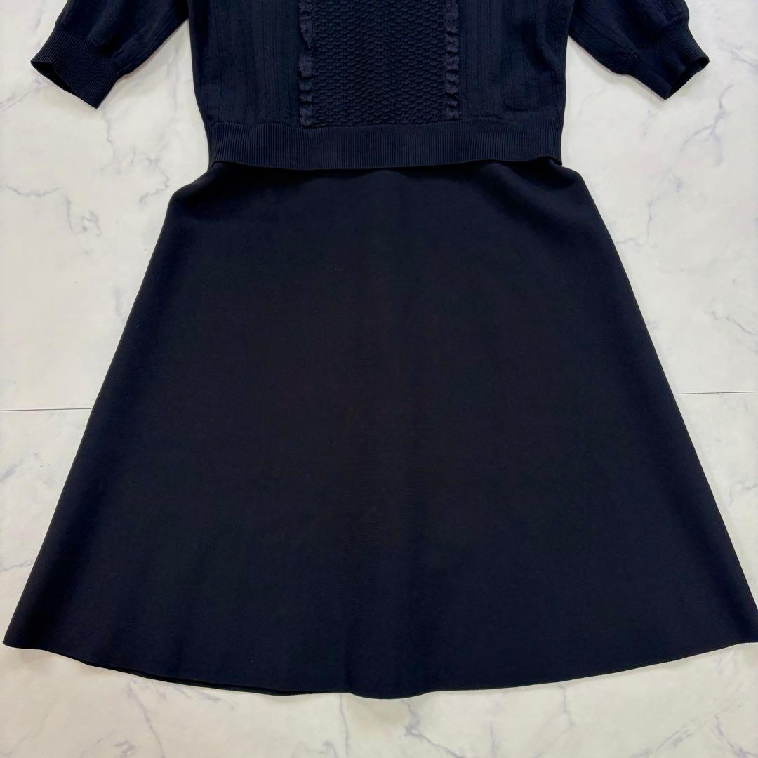 美品 VALENTINO 最高級 花柄レース×フレア 膝丈Aラインワンピース L