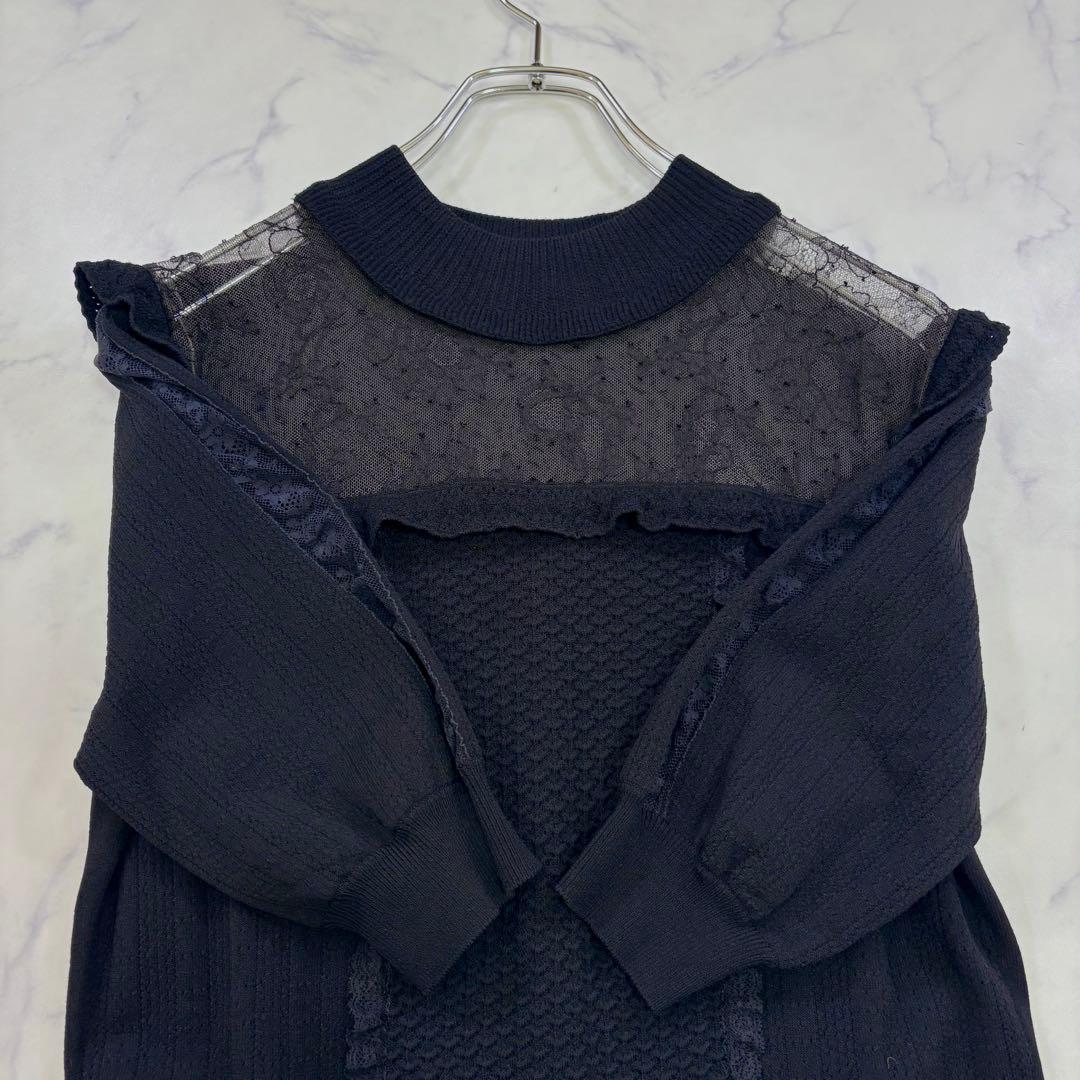 美品 VALENTINO 最高級 花柄レース×フレア 膝丈Aラインワンピース L