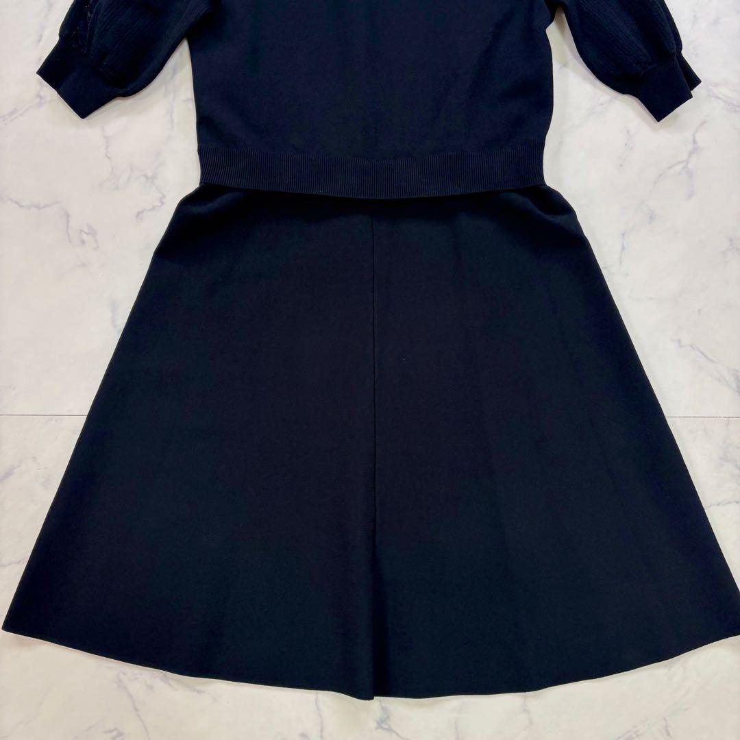 美品 VALENTINO 最高級 花柄レース×フレア 膝丈Aラインワンピース L