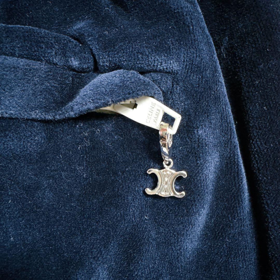 【極美品】CELINE トリオンフ トラックパンツ ベロア サイドライン 紺