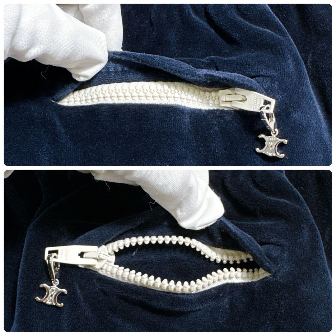 【極美品】CELINE トリオンフ トラックパンツ ベロア サイドライン 紺