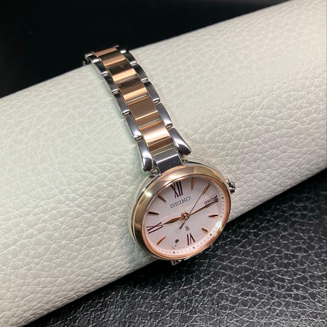 ◆極美品◆ルキア グロウ ダイヤ ソーラー電波 チタン 1B32 セイコー 時計