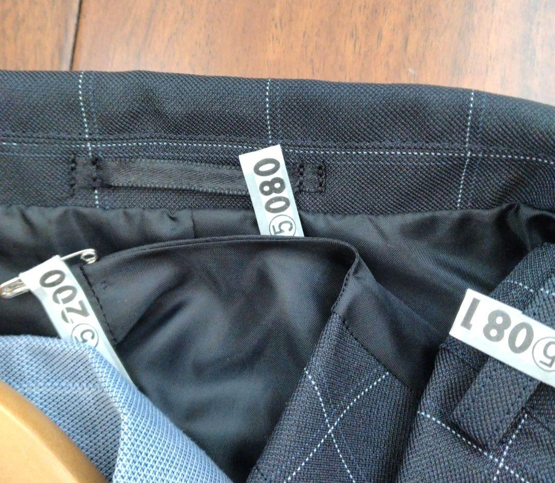 ダークグレー チェック スーツ　160　男子　ワンダーファクトリー　ベスト