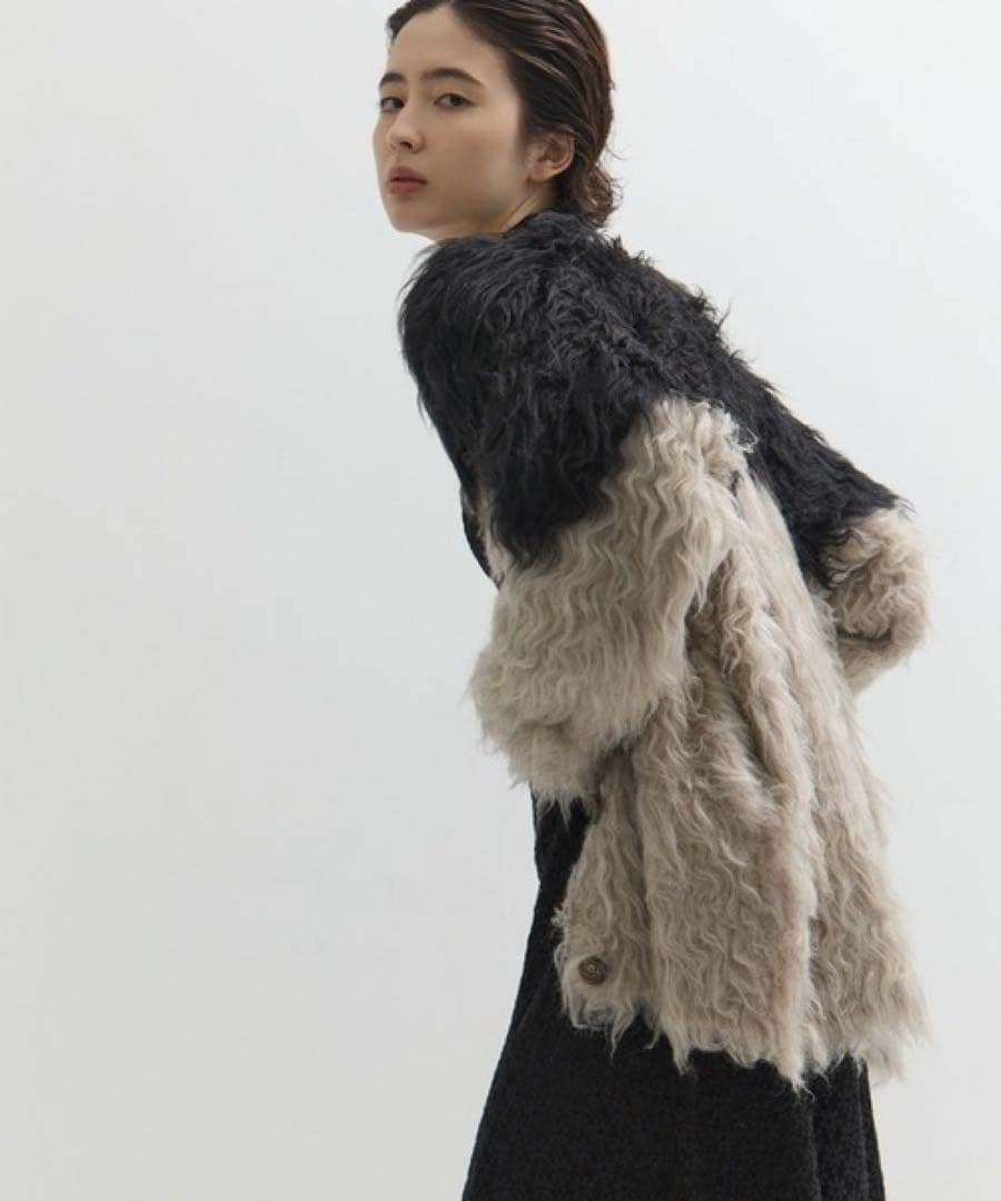 ジャケット・アウター CLANE BI COLOR SHAGGY KNIT CARDIGAN