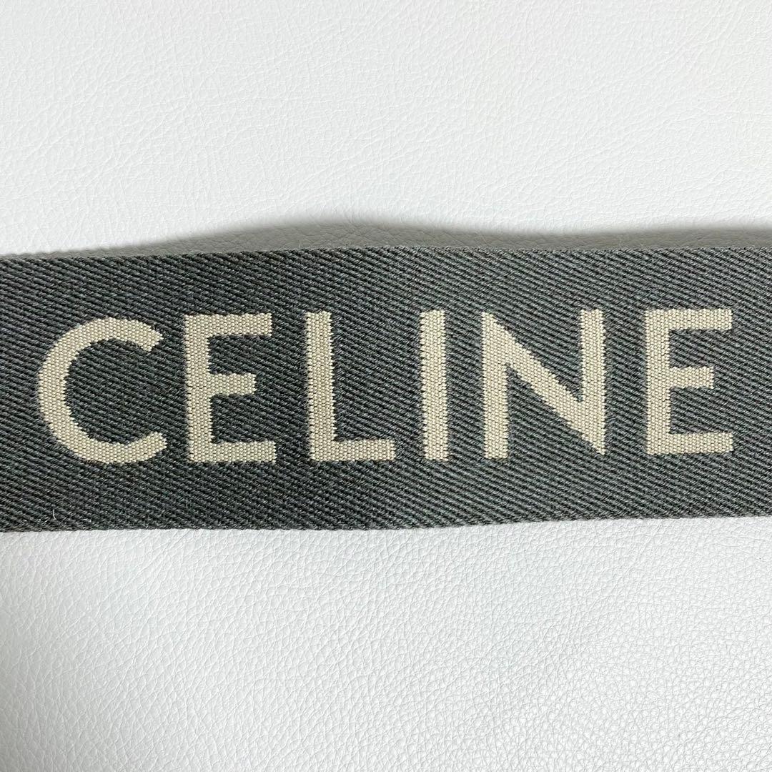 CELINE / ジャガード ロングストラップ ウール ロゴ グレー