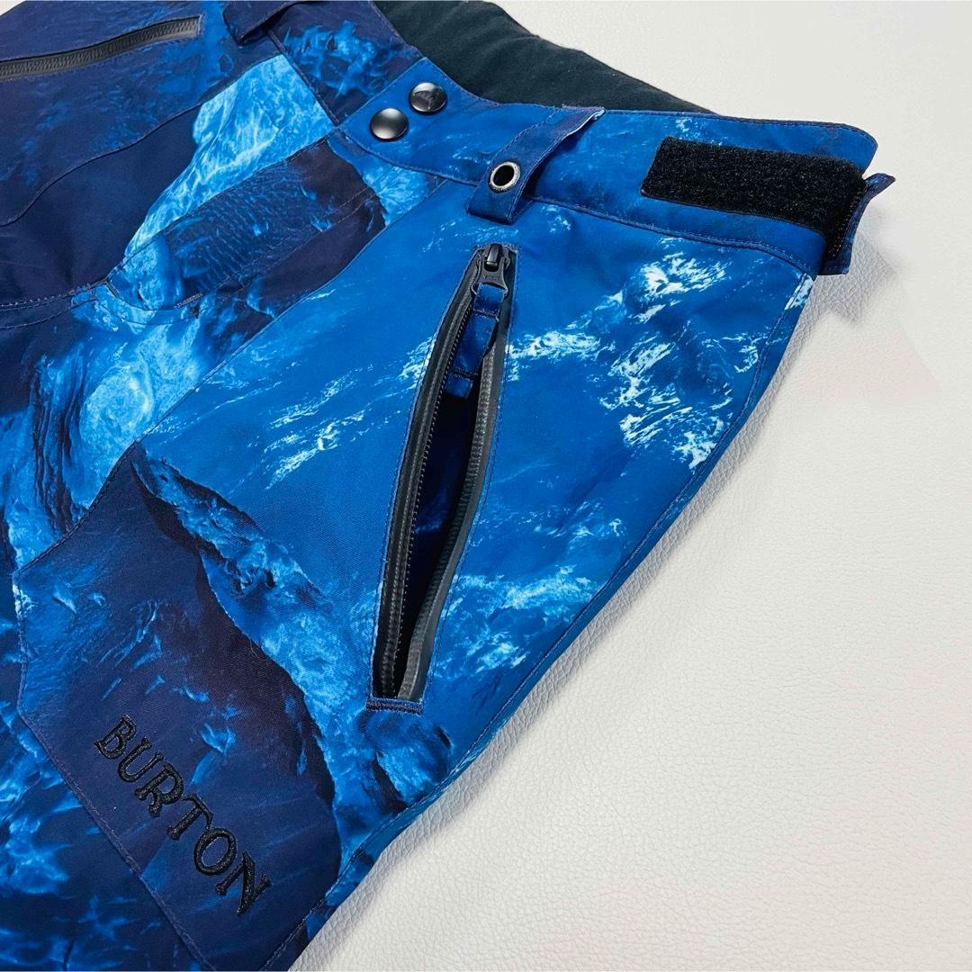 6625【美品】バートン　パンツ　ゴアテックス　総柄　キッズM ブルー スノボ