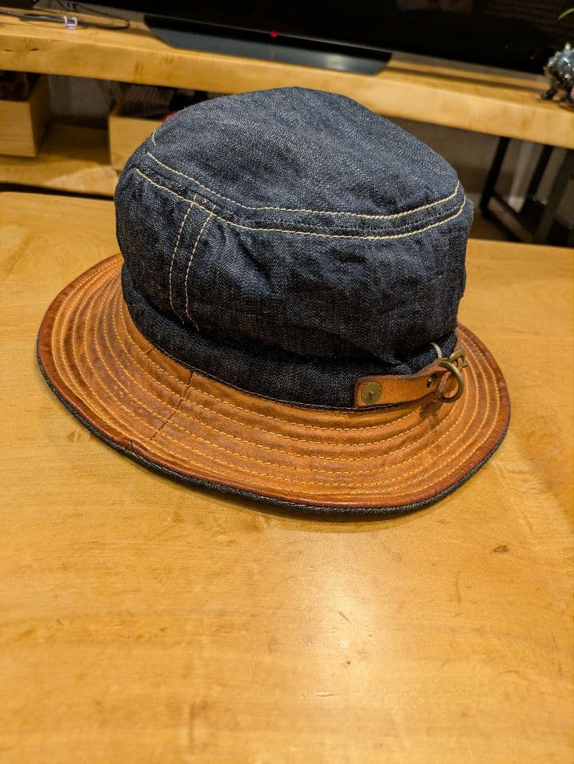 DECHO バケットハット ファティーグハット デニム 革 レザー