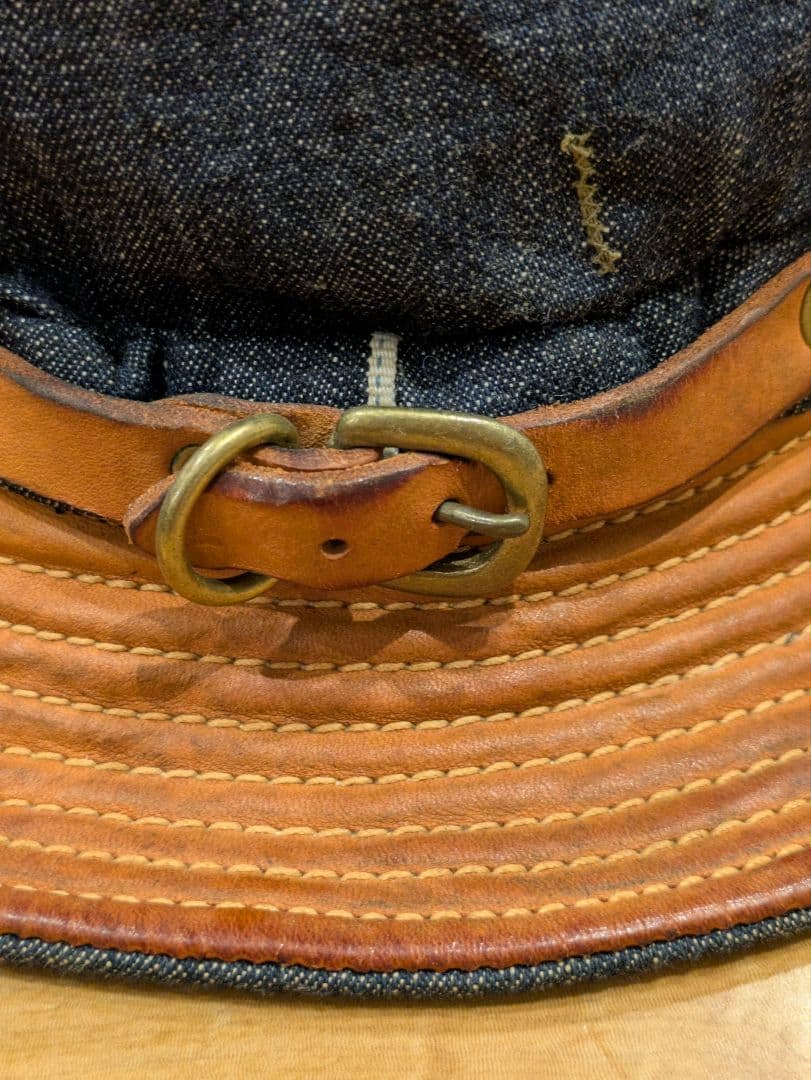 DECHO バケットハット ファティーグハット デニム 革 レザー