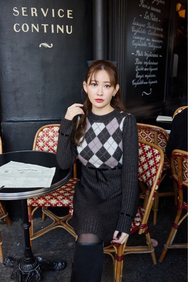 Herlipto￤Moor Argyle Ribbon Knit Dress