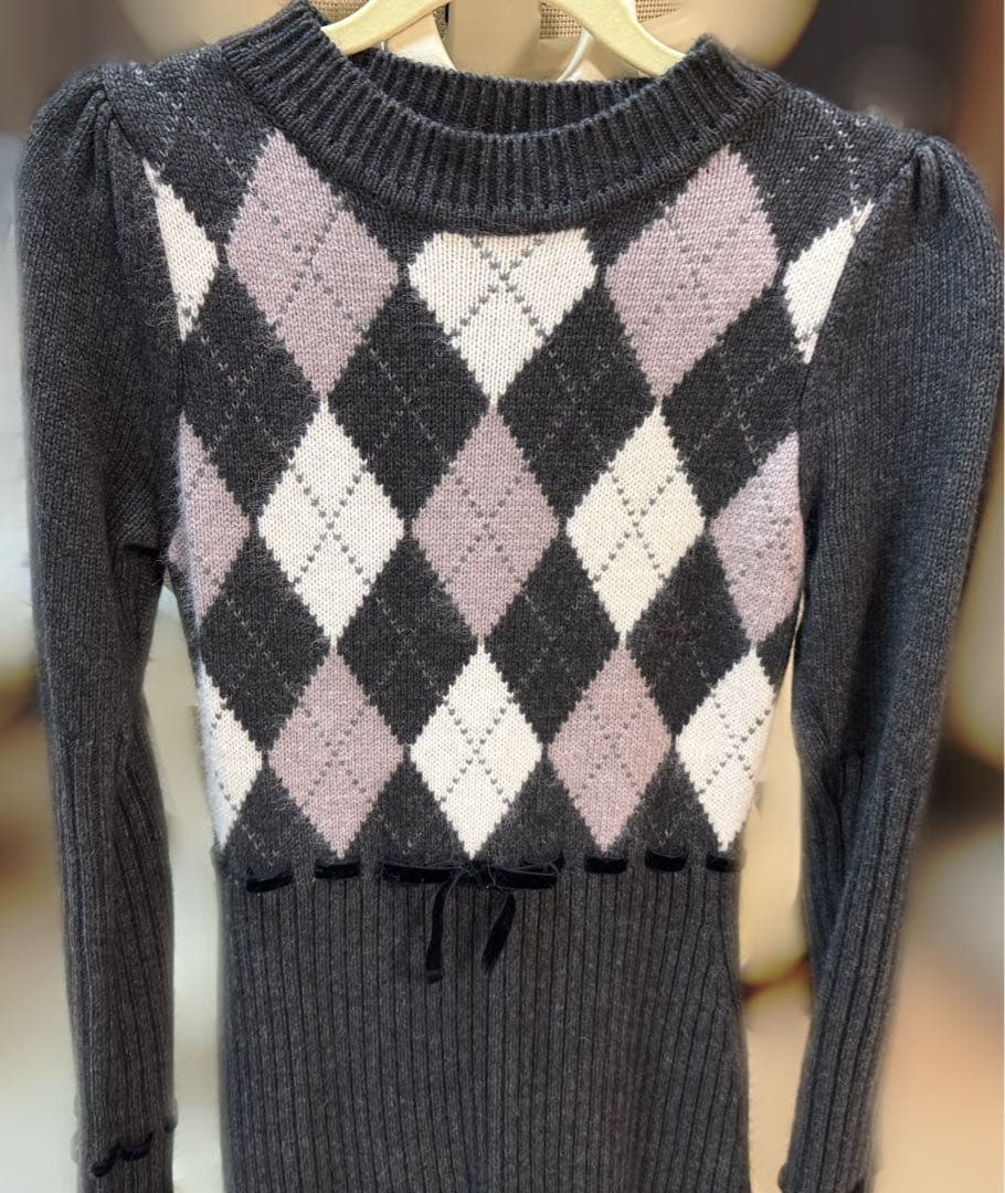 Herlipto￤Moor Argyle Ribbon Knit Dress