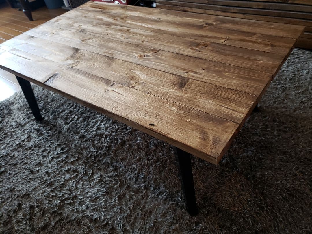 リビングテーブル　折り畳み式　ウォールナット塗装　アンティーク　木製